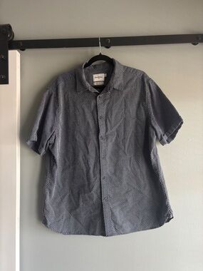 Goodfellow & Co Navy Short-Sleeve Button-Down with White Microdot Print